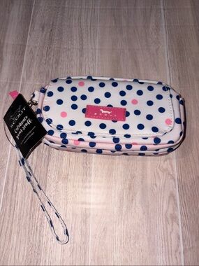 Scout Polka Dot Wristlet Clutch in Navy & Pink